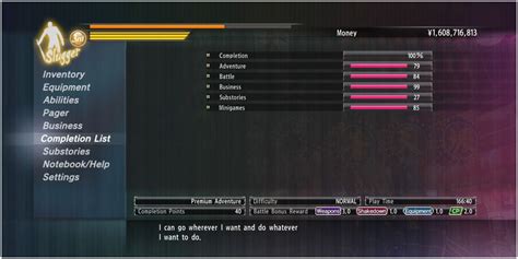 yakuza 0 completion list.